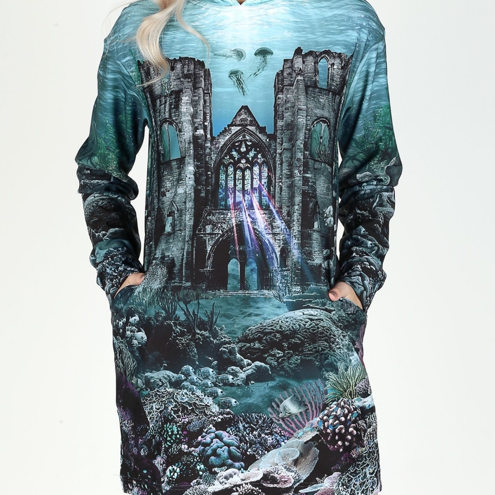 ISO Atlantean Gothic Slouchy Hoodie Dress